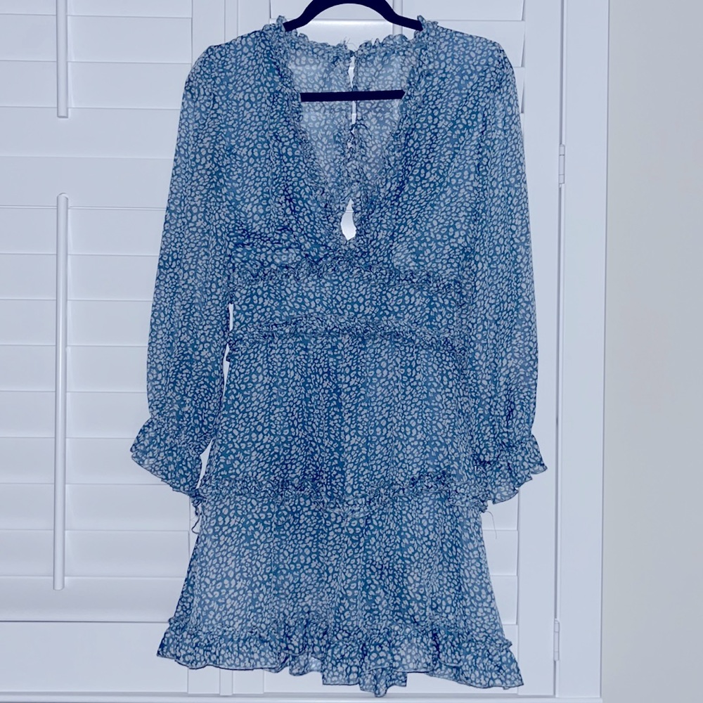 Blue Tiered Cut out Dress